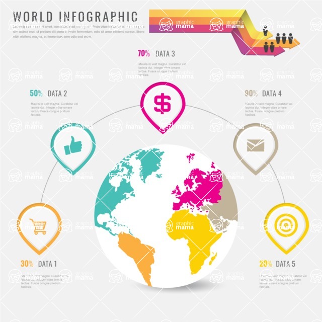 Infographic Templates Collection - Vector, Photoshop, PowerPoint, Google Slides - Infographic Template with Globe Map and Statistics